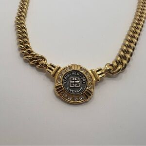 Givenchy 18K Gold Plated Chunky Chain Charm Necklace 1980s